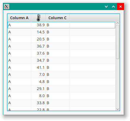 Table with Graphic Column Header
