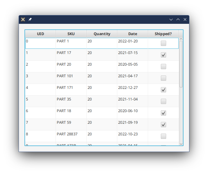 CheckBox TableView